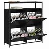 vidaXL Shoe Cabinet Black Oak 100 x 34 x 112 cm Engineered Wood