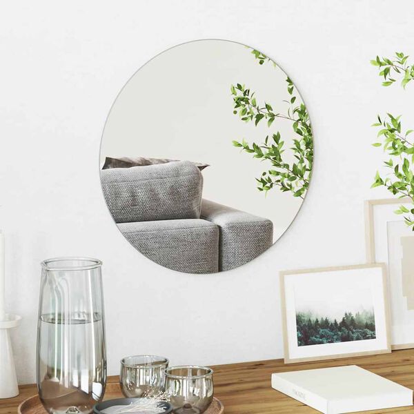 vidaXL Wall Mirror Round &Oslash; 15.75 in Tempered Glass