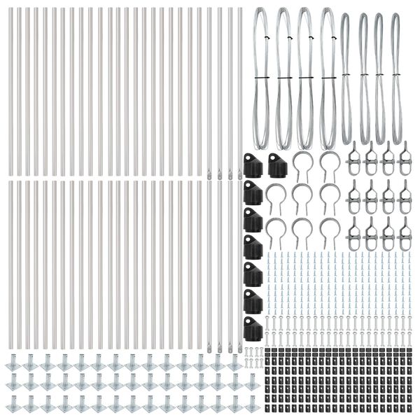 vidaXL Fence Post Other 52 pcs Grey 1.26 x 1.26 x 43.31 in Steel