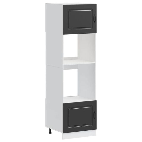 vidaXL Oven Cabinet Set of 2 Black Engineered wood Medium