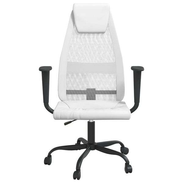 vidaXL Office Chair White Mesh Fabric, Faux Leather, Metal, Plywood
