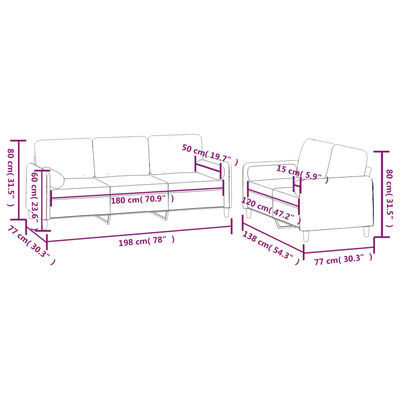 vidaXL 2 Piece Sofa Set with Throw Pillows&Cushions Dark Gray Velvet