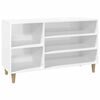 vidaXL Shoe Cabinet High gloss white Engineered wood, solid eucalyptus wood