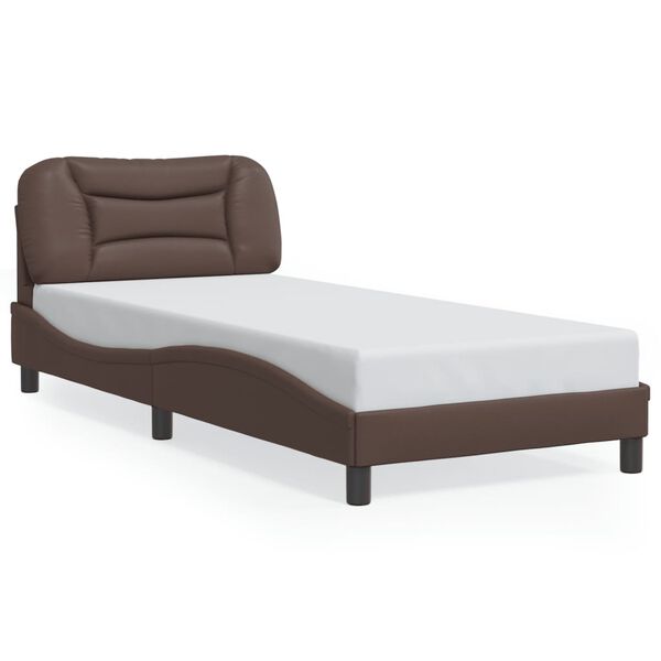 vidaXL Bed Frame without Mattress "Hvar" Brown 35.4"x74.8" Faux Leather