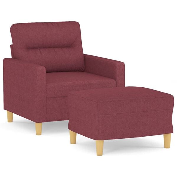 vidaXL Sofa Chair with Footstool Wine Red 23.6" Fabric