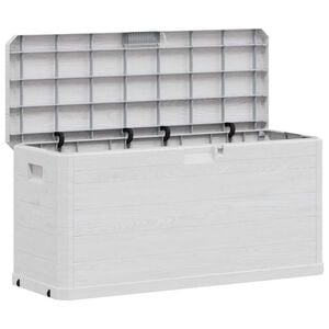 vidaXL Storage Box Light grey Plastic with wood texture Medium