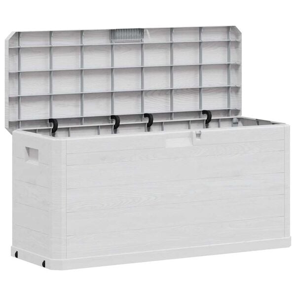 vidaXL Storage Box Light grey Plastic with wood texture Medium