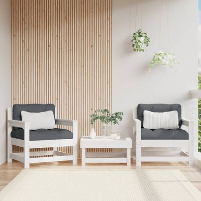 vidaXL Patio Chairs with Cushions 2 pcs White Solid Wood Pine