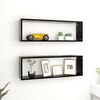vidaXL Wall Shelf Set of 2 Black Engineered wood 31.5x5.9x10.4 in