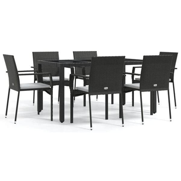 vidaXL Garden Dining Set Black Poly rattan Large Modular