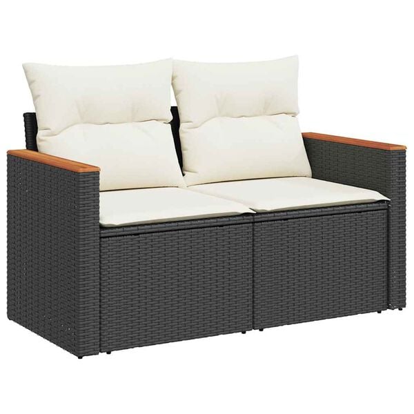 vidaXL Garden Sofa Set Black and Cream White