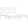 vidaXL Bed Frame White Powder-Coated Steel Double Bed Frame