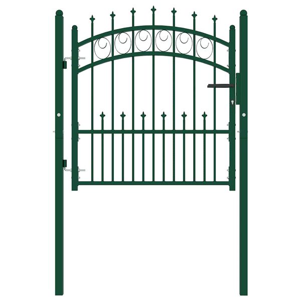 vidaXL Fence Gate with Spikes Steel 39.4x39.4" Green
