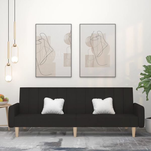 vidaXL Sofa Bed Black Polyester, Wood, Plastic, Foam Medium