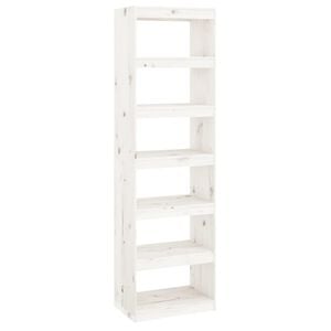 vidaXL Book Cabinet White Solid Pine Wood Tall Book Cabinet