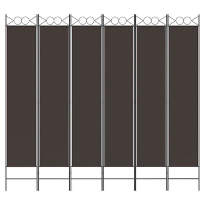 vidaXL 6-Panel Room Divider Brown 94.5"x86.6" Fabric