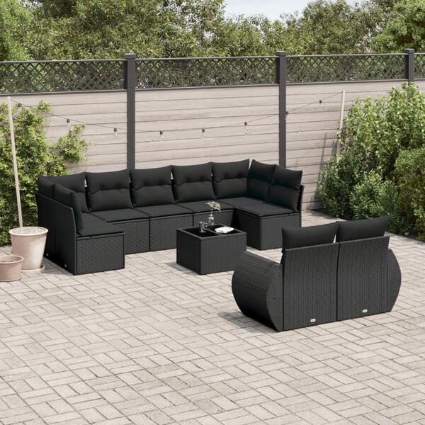 vidaXL Garden Sofa Set Black Poly Rattan Large Modular Garden Sofa Set