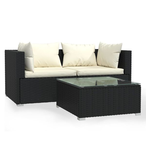 vidaXL Garden Lounge Set Black, Cream