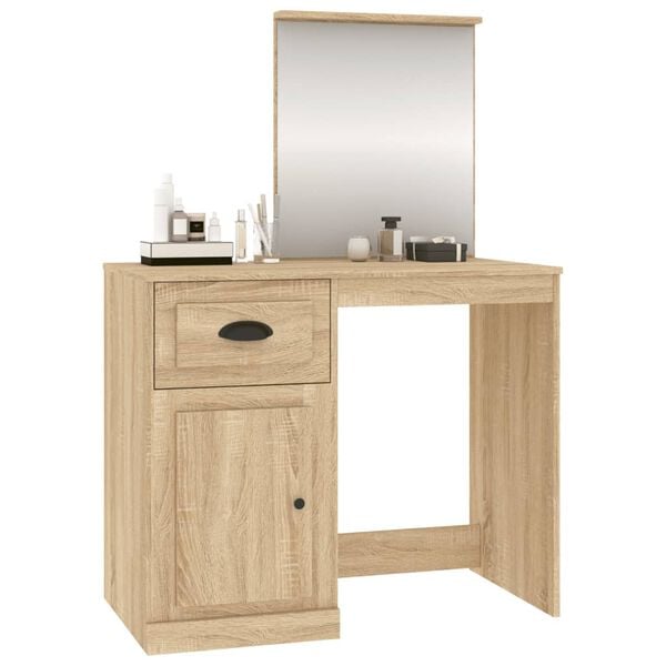 vidaXL Dressing Table Sonoma Oak Engineered wood, acrylic