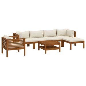 vidaXL Garden Lounge Set Cream Solid Acacia Wood Medium Modular