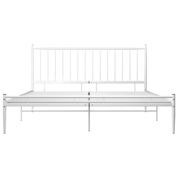 vidaXL Bed Frame White Powder-coated metal Double Durable Bed Frame