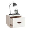vidaXL Bedside Cabinet White Solid pine wood, faux leather Small