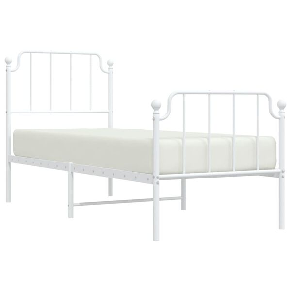 vidaXL Bed Frame White Powder-Coated Steel Small Single Bed Frame