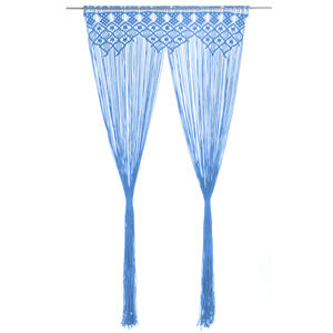 vidaXL Macrame Curtain Blue 55.1x94.5" Cotton