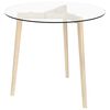 vidaXL Dining Table Clear and natural oak Tempered glass and solid oak wood