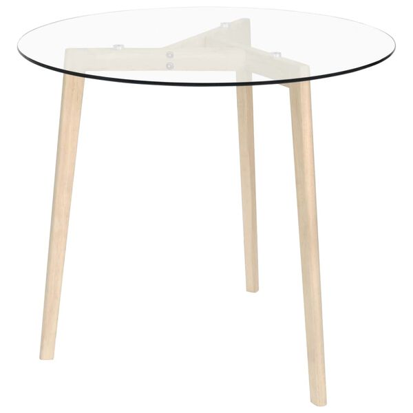 vidaXL Dining Table Clear and natural oak Tempered glass and solid oak wood