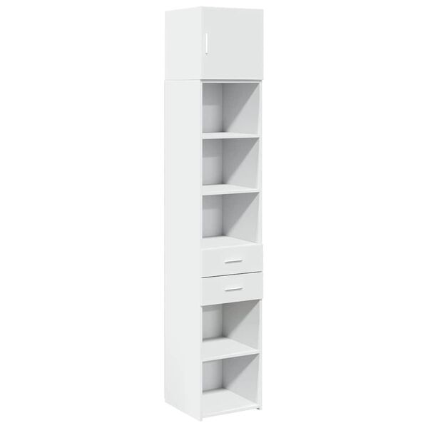 vidaXL Slim Storage Cabinet White Engineered Wood Tall, Slim