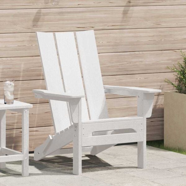 vidaXL Folding Adirondack Chair White 31.69 x 29.33 x 36.22 in HDPE