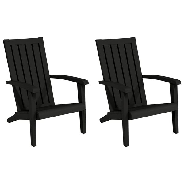 vidaXL Garden Adirondack Chair Set of 2 Black Polypropylene Standard