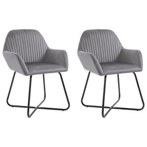 vidaXL Dining Chair Set of 2 Gray Velvet Medium Ergonomic