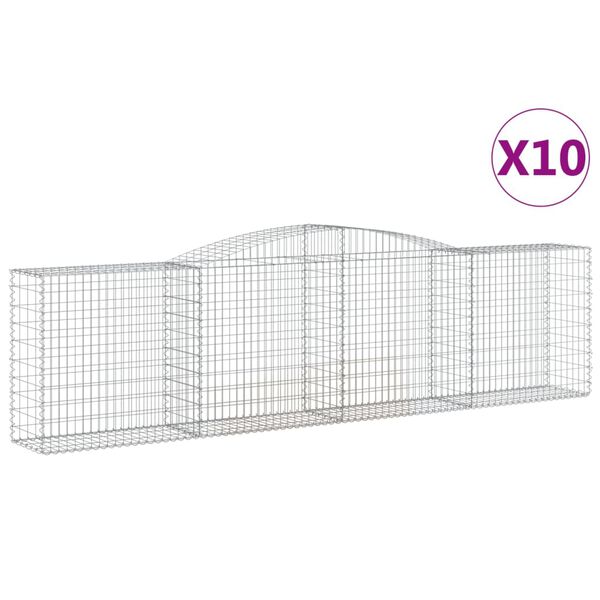vidaXL Gabion Basket Set of 10 Silver Galvanized iron Large Durable