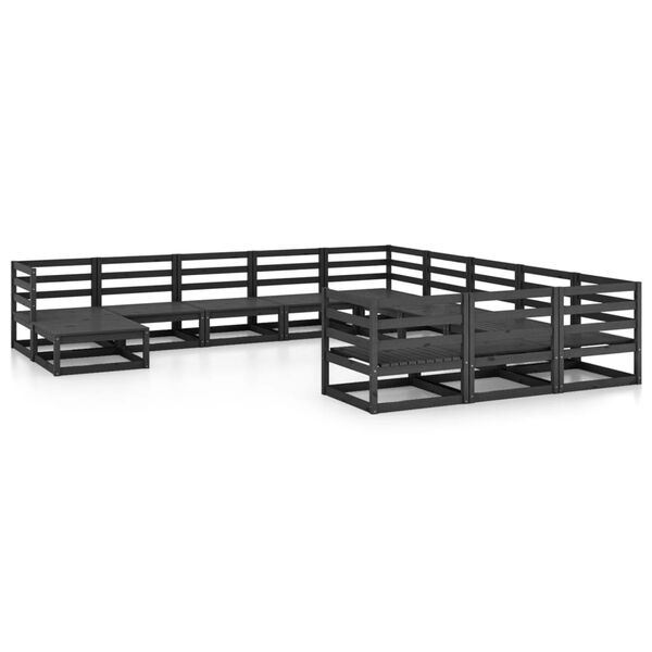 vidaXL Garden Lounge Set Black Solid pine Medium Modular Lounge Set