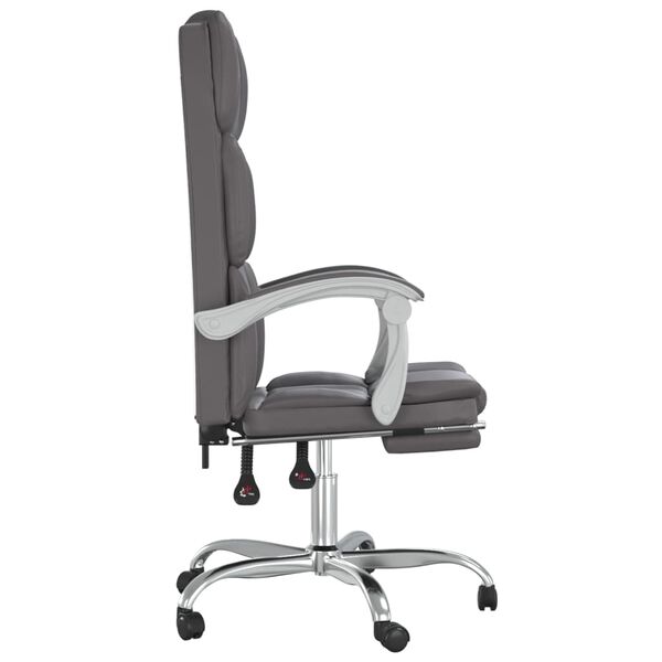 vidaXL Reclining Office Chair Gray Faux leather Adjustable