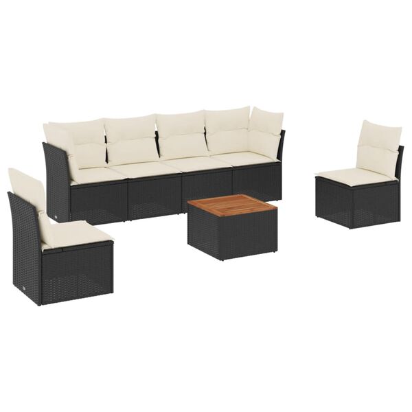 vidaXL Garden Sofa Set Black and cream white