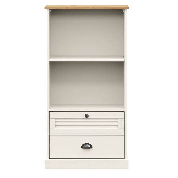 vidaXL Bookcase White Solid pine wood, engineered wood, metal Tall
