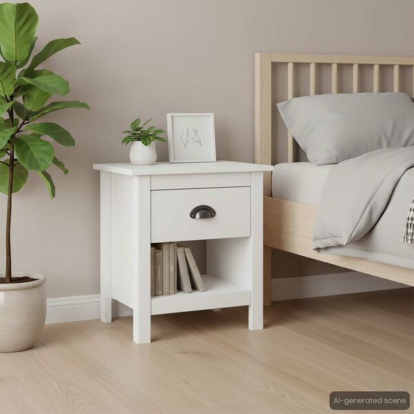 vidaXL Bedside Cabinet Set of 2 White Solid pine wood Compact