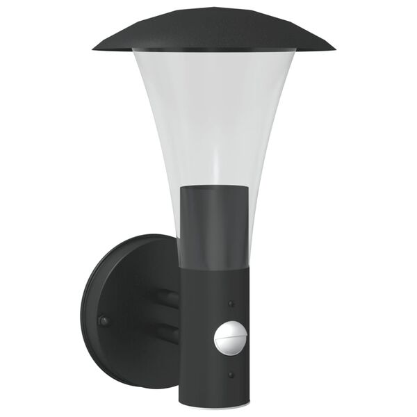 vidaXL Outdoor Wall Light Black Stainless Steel, Polycarbonate Medium