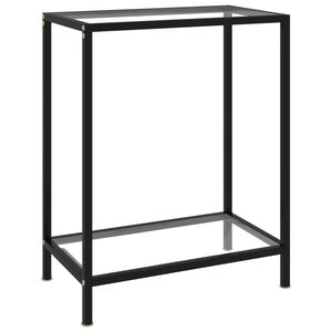 vidaXL Console Table Clear and Black Tempered Glass, Powder-Coated Steel