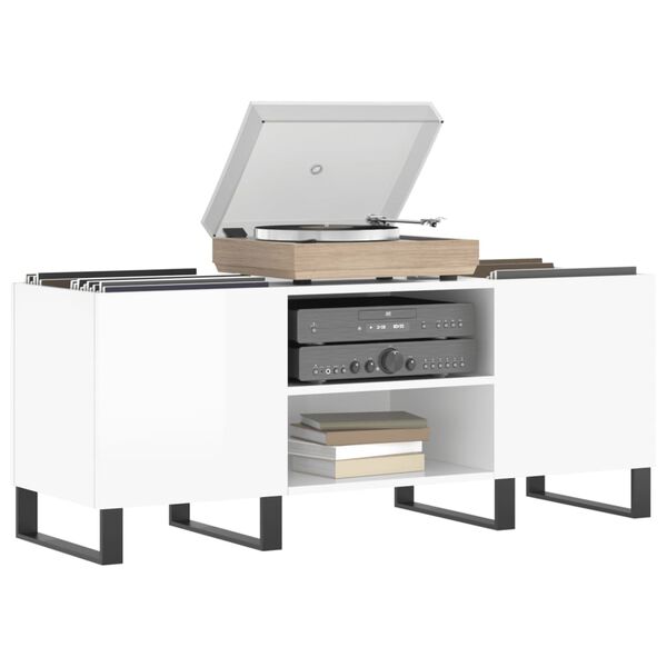 vidaXL Record Cabinet High gloss white Engineered wood Medium