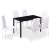 vidaXL Table Black and White Tempered Glass, Iron, Artificial Leather