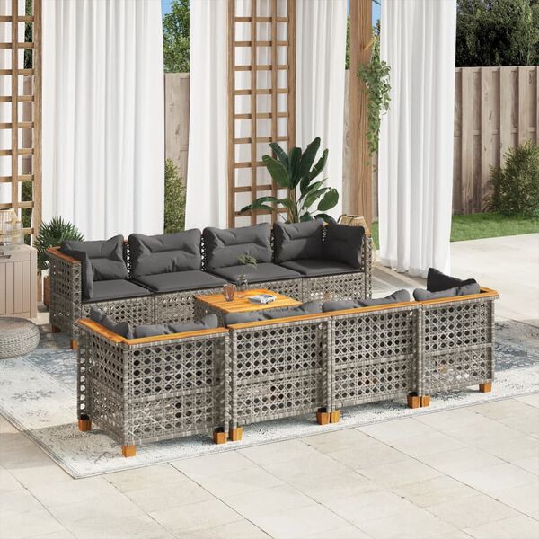 vidaXL Garden Sofa Set Grey PE rattan Large Modular Garden Sofa Set