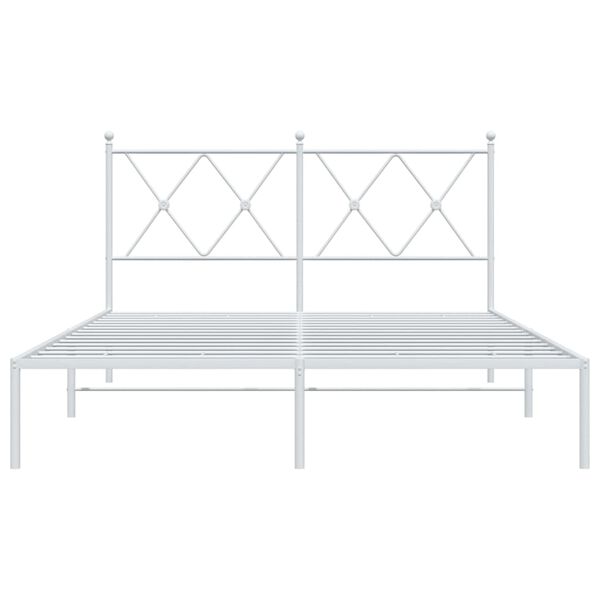 vidaXL Bed Frame White Steel Full Bed Frame Rectangular Modern