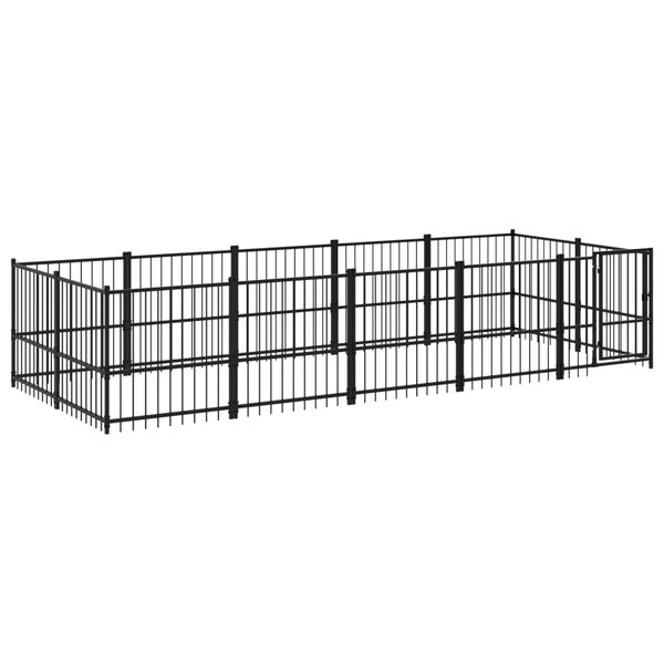 vidaXL Dog Kennel Black Powder-coated steel Large Durable Dog Kennel