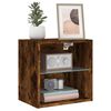 vidaXL Bedside Cabinet Smoked Oak Engineered Wood, Glass Medium