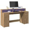 vidaXL Desk with LED Lights Artisian Oak 63.0x21.7x35.8" Engineered Wood