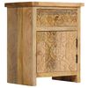 vidaXL Bedside Table Natural Wood Solid Mango Wood, Engineered Wood